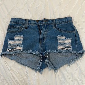 Low rise O2 Denim shorts